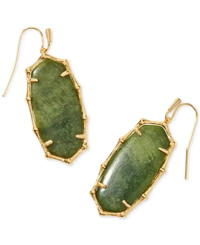 Kendra Scott Gold-tone Elle Bamboo-shaped Frame Drop Earrings In Gold/green
