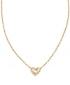 Kendra Scott Gold-tone Framed Ari Heart Short Pendant 19" Necklace In Gold Iride