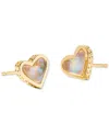Kendra Scott Gold-tone Framed Ari Heart Stud Earrings In Gold Iride
