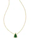 Kendra Scott Gold-tone Green Quartzite Christmas Tree Adjustable Pendant Necklace, 14" + 4" Extender In Gold Green