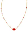 Kendra Scott Gold-tone Mini Elisa Enamel Frame Short Pendant Necklace, 15" + 4" Extender In Gold Red I