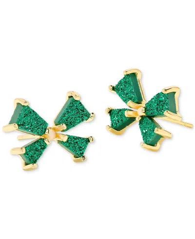 Kendra Scott Gold-tone Mixed Metal Drusy & Cultured Freshwater Pearl (2mm) Bow Stud Earrings In Gold Emera