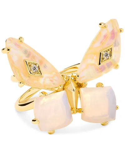 Kendra Scott Gold-tone Mother Of Pearl & Abalone Bianca Butterfly Ring