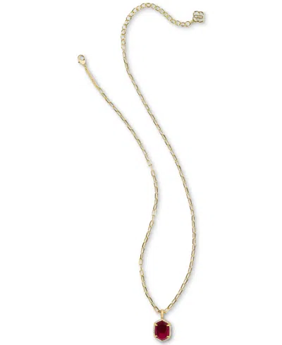 Kendra Scott Gold-tone Pave-framed Stone Pendant Necklace, 16" + 3" Extender In Berry Mica