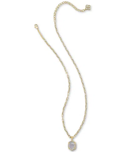Kendra Scott Gold-tone Pave-framed Stone Pendant Necklace, 16" + 3" Extender In Iridescent Ivory Illusion