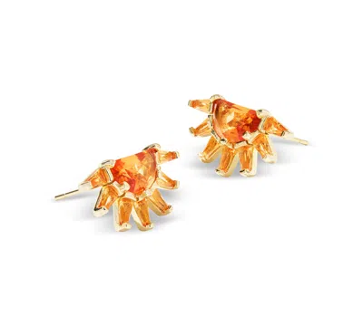 Kendra Scott Gold-tone Samantha Sun Stud Earrings In Orange