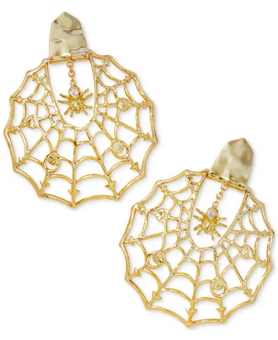 Kendra Scott Gold-tone Spider Web Statement Earrings In Gold White