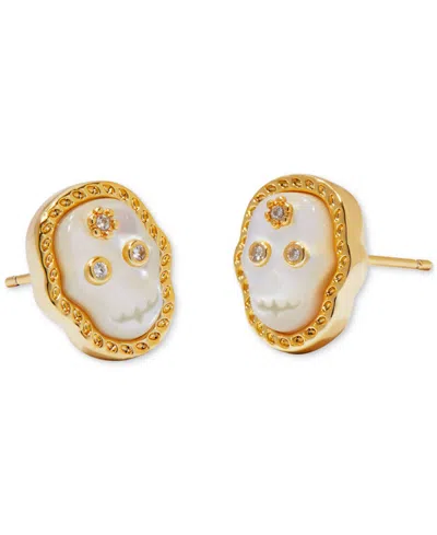 Kendra Scott Gold-tone White Skeleton Stud Earrings In Gold Ivory