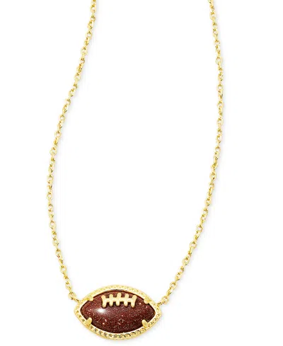 Kendra Scott Goldstone Football 19" Adjustable Pendant Necklace In Darkorange Gold