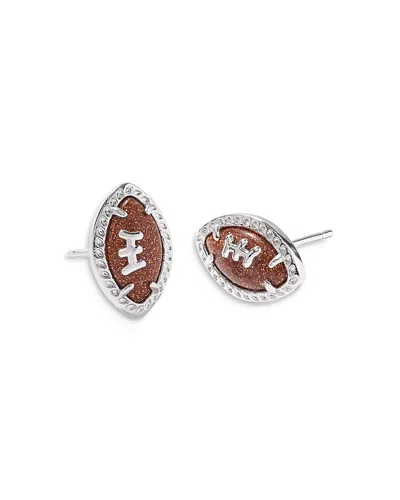 Kendra Scott Goldstone Football Stud Earrings In Silver/orange Goldstone