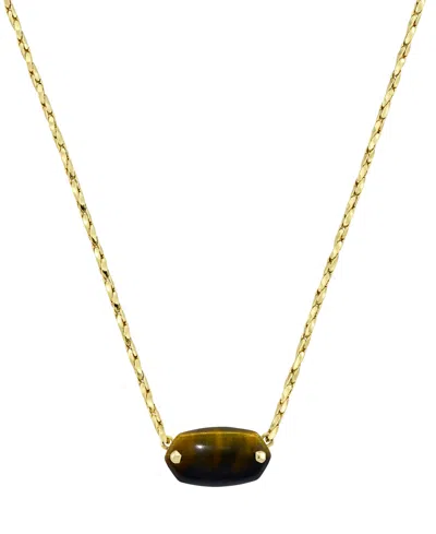 Kendra Scott Gold-tone Elisa Riveted Short Pendant Necklace In Brown