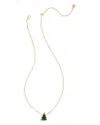 Kendra Scott Green Quartzite Holiday Tree Adjustable Pendant Necklace In 14k Gold Plated, 14-18 In Gold/green