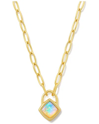 Kendra Scott Greer Paperclip 18k Over Silver Kyocera Bello Opal Pendant  Necklace In Gold