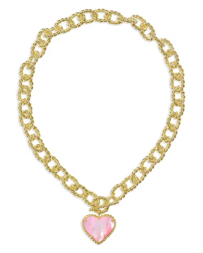 Kendra Scott Haisley Heart Rope Textured Link Pendant Necklace, 20.5 In Gold/blush