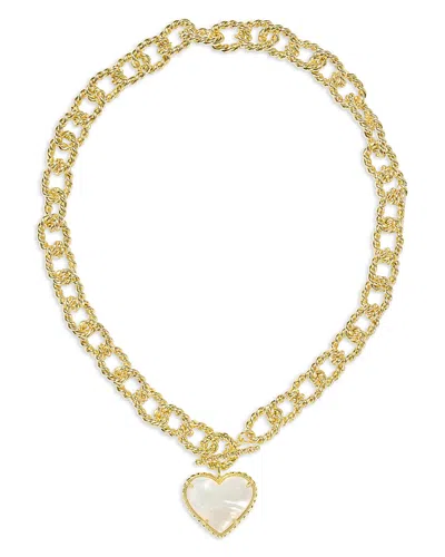 Kendra Scott Haisley Heart Rope Textured Link Pendant Necklace, 20.5 In Gold/ivory