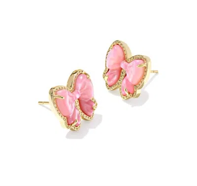 KENDRA SCOTT HALEY BOW STUD EARRINGS IN GOLD BLUSH IVORY MOTHER OF PEARL