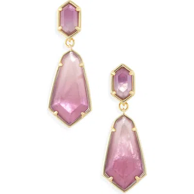Kendra Scott Hallie Convertible Drop Earrings In Gold Purple Watercolor