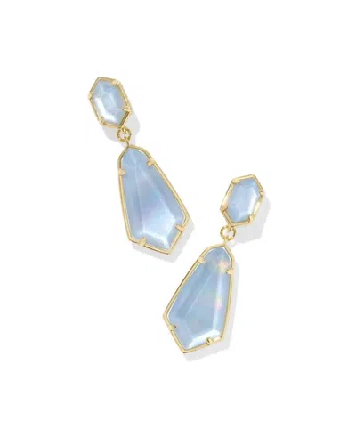 Kendra Scott Hallie Convertible Drop Earrings In Gold Sky Blue Mother Of Pearl