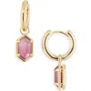 Kendra Scott Hallie Drop Hoop Earrings In Gold Purple Watercolor