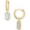 Kendra Scott Hallie Drop Hoop Earrings In Gold Sky Blue Pearl