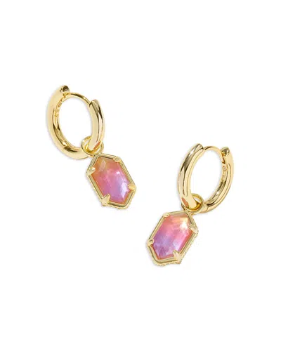 KENDRA SCOTT HALLIE MOTHER OF PEARL CHARM HUGGIE HOOP EARRINGS