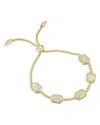 Kendra Scott Hallie Mother Of Pearl Slider Bracelet In Blue/gold