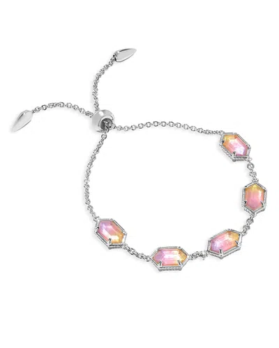 Kendra Scott Hallie Mother Of Pearl Slider Bracelet In Pink/silver