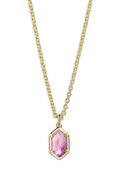 Kendra Scott Hallie Short Pendant Chain Necklace In Gold Purple Watercolor