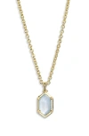 Kendra Scott Hallie Short Pendant Chain Necklace In Gold Sky Blue Pearl