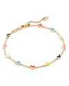 Kendra Scott 14k Gold-plated Color Heart Adjustable Link Bracelet In Gold/multi Mix