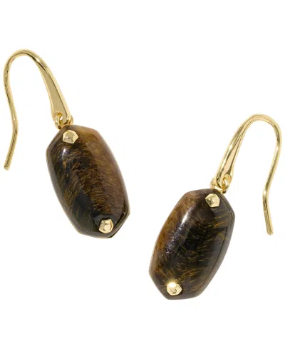 Kendra Scott Hawk's Eye Riveted Lee Drop Earrings In Brown