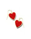Kendra Scott Heart Drop Earrings In Gold Red Kyocera Opal In Red