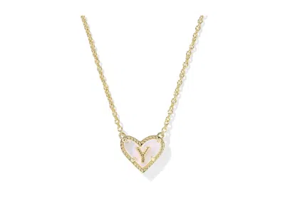 Kendra Scott Heart Letter A Short Pendant In Metallic