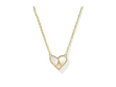 Kendra Scott Heart Letter Gold Short Pendant In Yellow