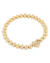 Kendra Scott Holland 14k Gold Plated Mixed Cut Stone Heart Charm Beaded Stretch Bracelet In Gold White