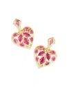 Kendra Scott Holland 14k Gold Plated Mixed Cut Stone Heart Drop Earrings In Gold/pink