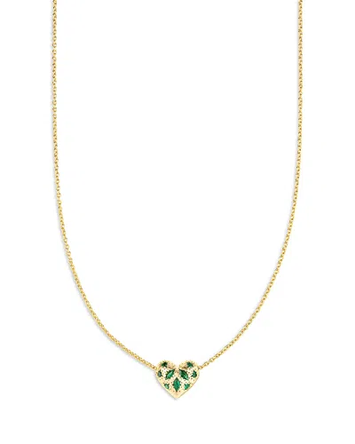 Kendra Scott Holland 14k Gold Plated Mixed Cut Stone Heart Pendant Necklace, 19 In Gold/green
