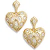 Kendra Scott Holland Heart Drop Earrings In Gold White Crystal