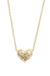 Kendra Scott Holland Heart Pendant Necklace In Gold White Crystal
