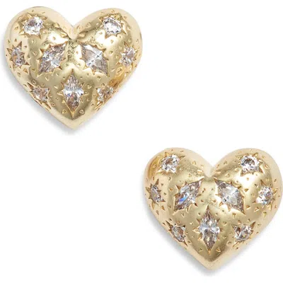 Kendra Scott Holland Heart Stud Earrings In Gold White Crystal