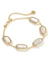 Kendra Scott Imitation Pearl 14k Gold Plated Over Brass Elaina Bezel Chain Bracelet In Gold