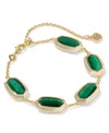 Kendra Scott Imitation Pearl 14k Gold Plated Over Brass Elaina Bezel Chain Bracelet In Gold