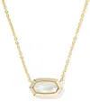 Kendra Scott Imitation Pearl 14k Gold Plated Over Brass Elisa Bezel Short Pendant Necklace In Gold