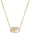 Kendra Scott Imitation Pearl & Crystal Elisa Bow Short Pendant Necklace In Gold