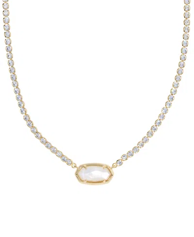 Kendra Scott Imitation Pearl & Crystal Elisa Tennis Necklace In Gold