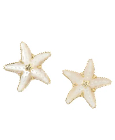 Kendra Scott Imitation Pearl Parker Starfish Stud Earrings In Gold