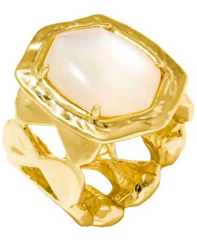 Kendra Scott Imitation Pearl Tiger Striped Daphne Cocktail Ring In Beige