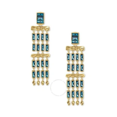 Kendra Scott Jack Vintage Gold Plated Brass And Teal Crystal Dangle Earrings 4217707013 In Multi