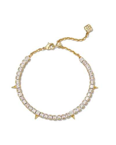 Kendra Scott Jacqueline White Crystal Tennis Bracelet In Gold