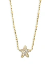 Kendra Scott Jae Pave Star Adjustable Pendant Necklace In 14k Gold Plated, 19 In Gold White Crystal